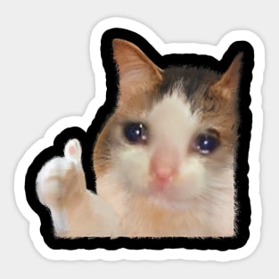 Crying Cat Thumbs Up Sticker